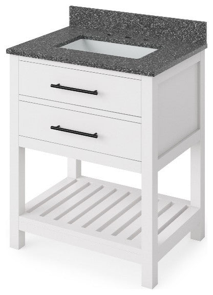 Wavecrest Contemporay White 30" Vanity, Boulder Cultured Marble Top
