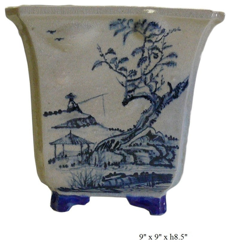 Chinese Hand Painted Oriental Scenery Ceramic Planter