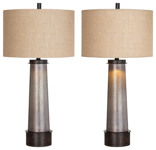 Rhodes 35" Table Lamp With Burlap Drum Shade, Bronze