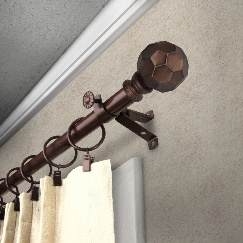 Remi 13/16" Diameter Curtain Rod, Cocoa, 18-28"