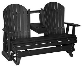 Poly Adirondack Glider, Black, 5 Foot, Standard