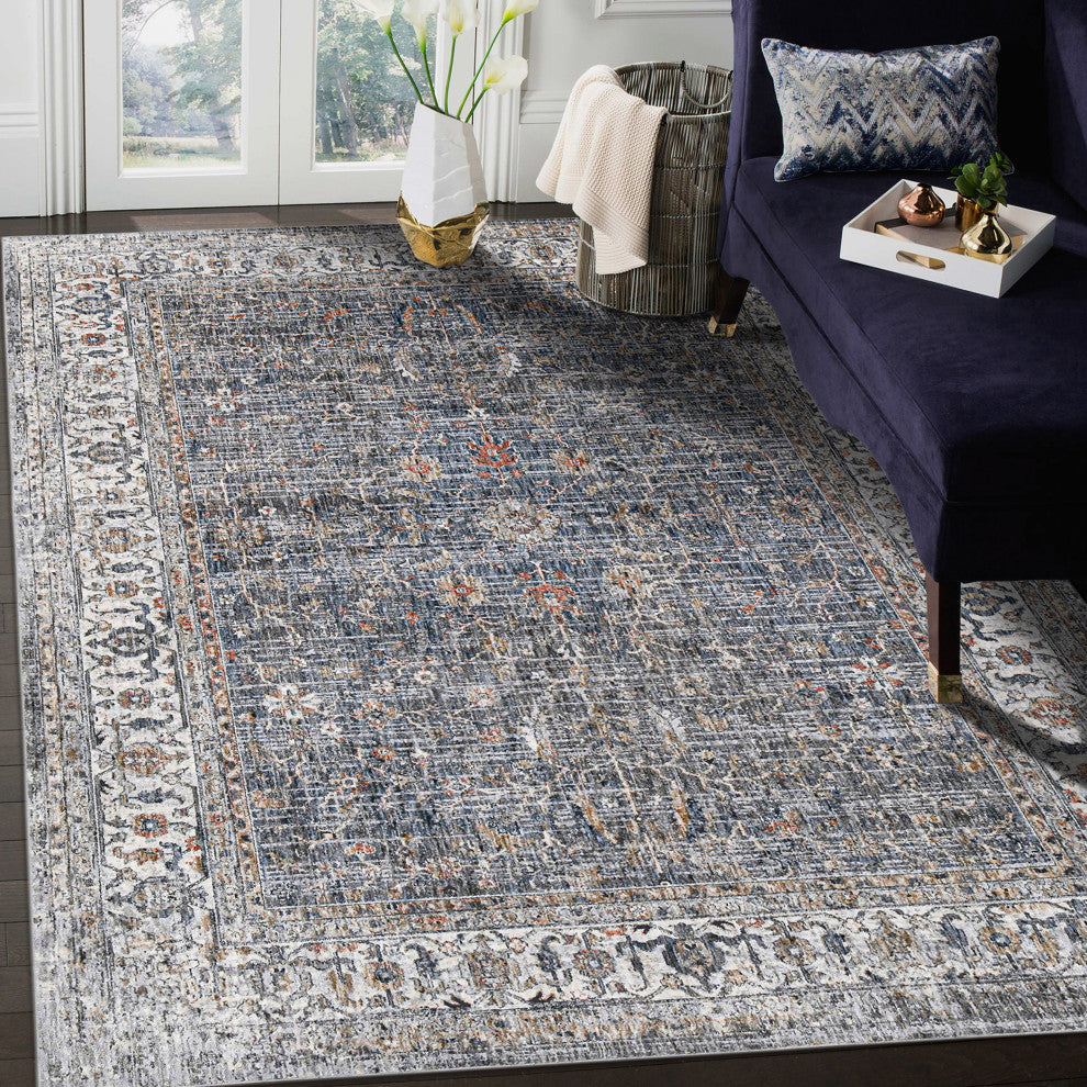 Vermont Glidel Area Rug, Gray, 7'10" x 9'10", Bordered