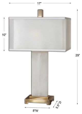 Uttermost Athanas Mid-Century Metal and Alabaster Lamp in White/Coffee Bronze