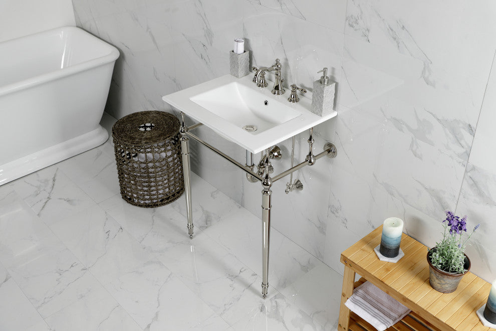 Fauceture KVPB24187W8PN 24" Console Sink, Legs, 8", 3 Hole