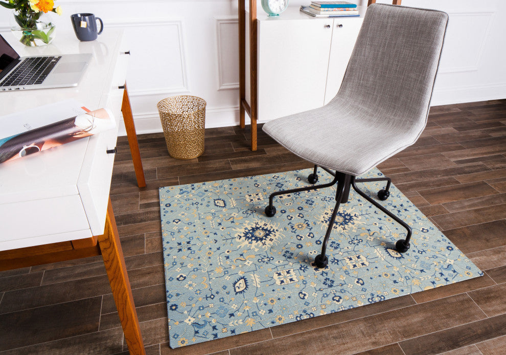 Tabrix Blue and Beige Rug'd Chairmat, 40"x54", .25" Pile Height