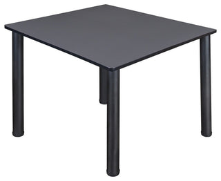 Kee 48" Square Breakroom Table, Gray, Black