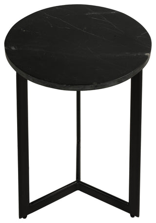 Bare Decor Apuan Accent Table, Black Metal and Marble, Round 15"