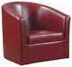 Coaster Contemporary Faux Leather Swivel Barrel Back Accent Chair in Red