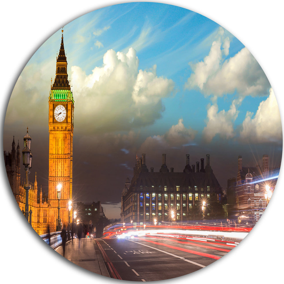 Big Ben From Westminster Bridge, Cityscape Photo Round Wall Art, 23"