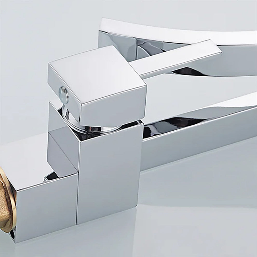 Single Handle Single Hole Bathroom Sink Faucet with Waterfall Spout, Chrome