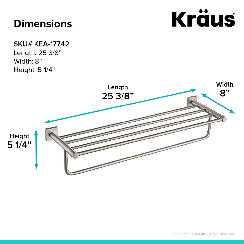 Ventus Bathroom Shelf with Towel Bar, Brushed Nickel