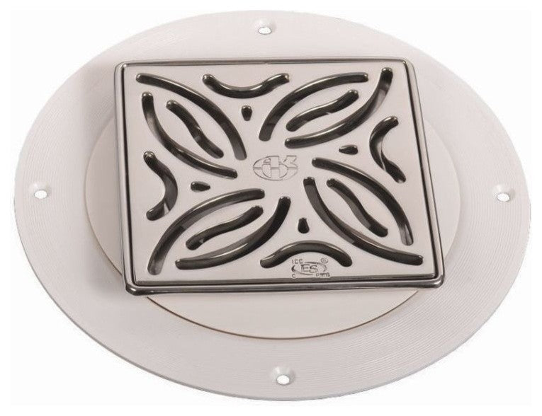 ARC Swirl Pattern Classic Drain For Tile, Polished Stainless Steel
