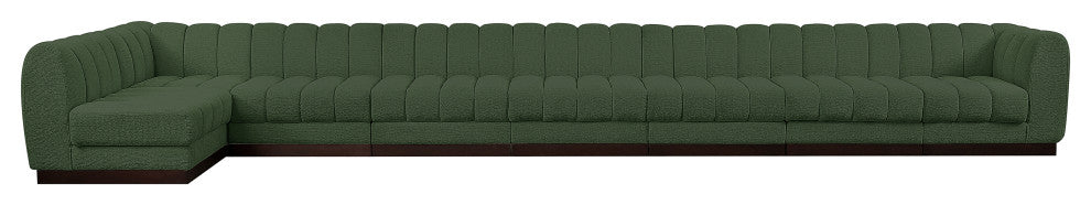 Quinn Chenille Upholstered 8-Piece L-Shaped Modular Sectional, Green