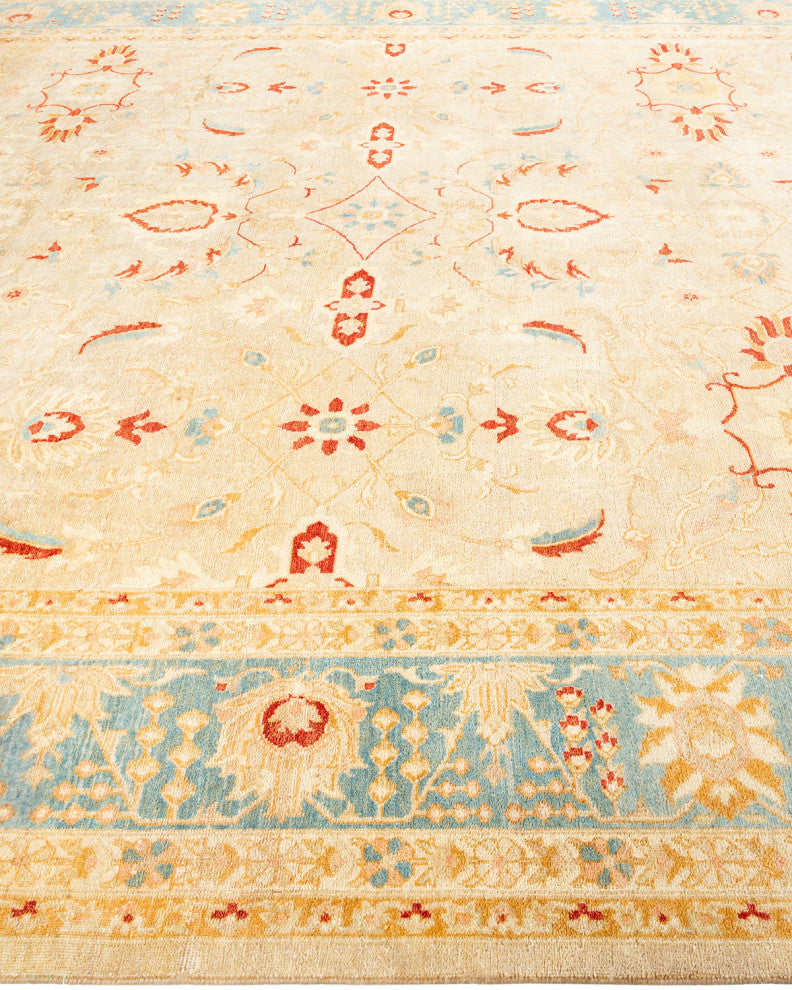 Ottoman, One-of-a-Kind Hand-Knotted Area Rug Beige, 9' 2" x 11' 6"