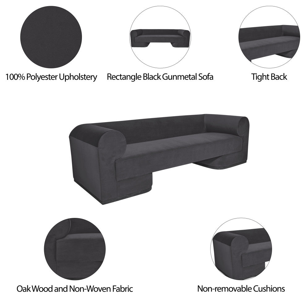 Modern Sofa - Black Oak Base, Gunmetal