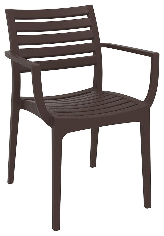 Artemis Resin Rectangle Dining Set With 6 Arm Chairs, Brown