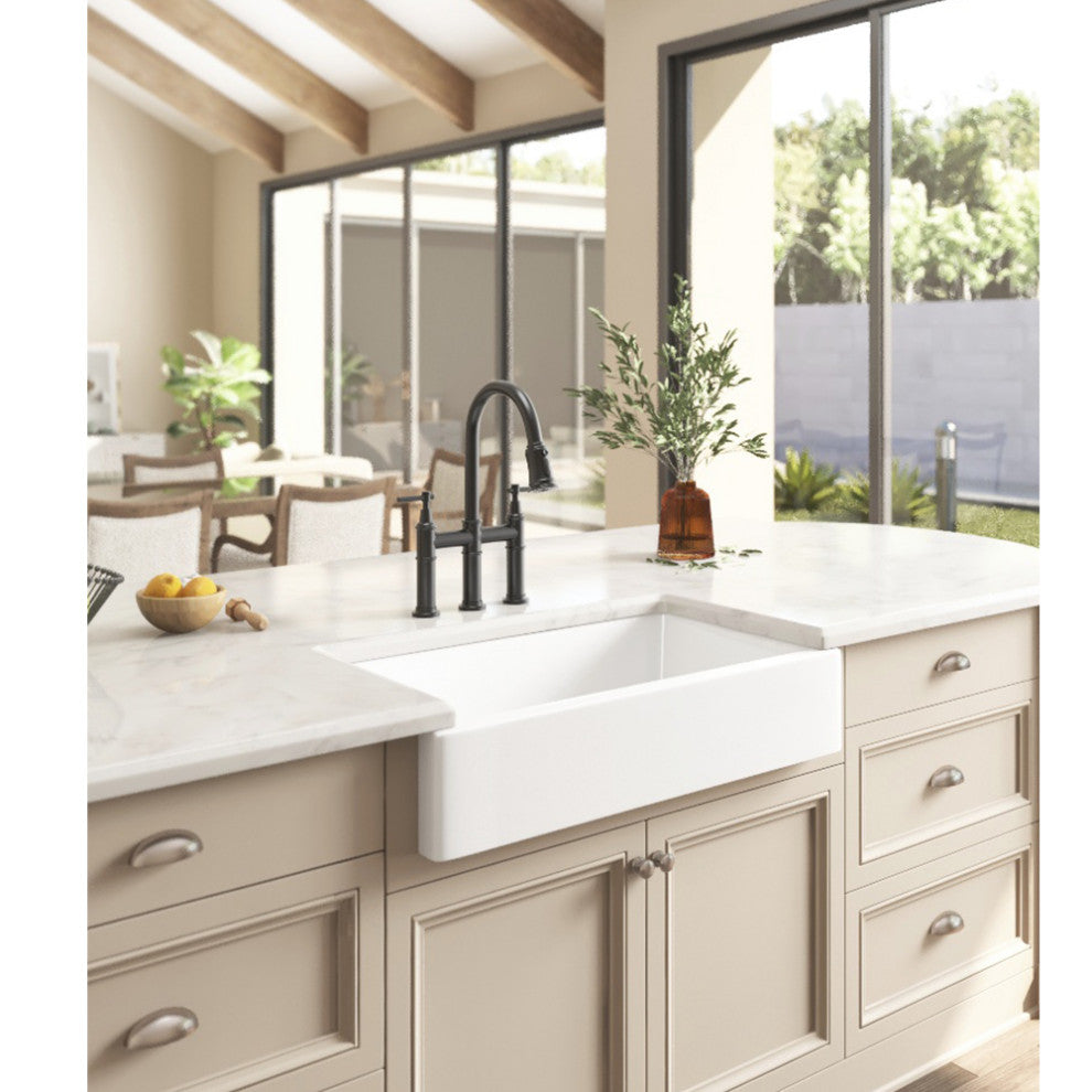 24-inLx 19-inW Farmhouse Apron Front White Kitchen Sink