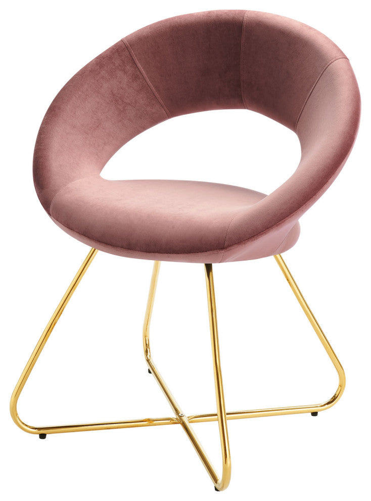 Side Dining Chair, Set of 2, Pink Gold, Velvet, Modern, Cafe Bistro Hospitality