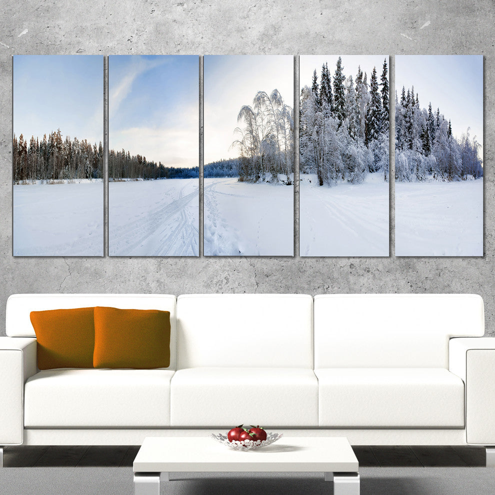"Winter Field" Landscape Canvas Photo Print, 5 Panels, 60"x28"