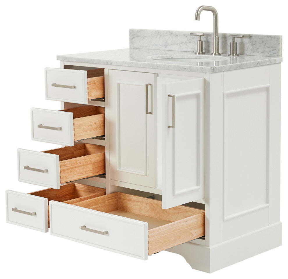 Ariel Stafford 37" Single Right Offset Oval Sink Bathroom Vanity