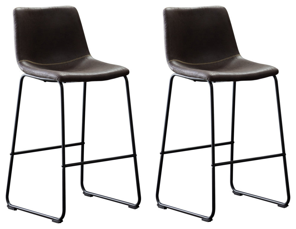 Home Beyond Synthetic Leather Barstools Armless, Set of 2, Black