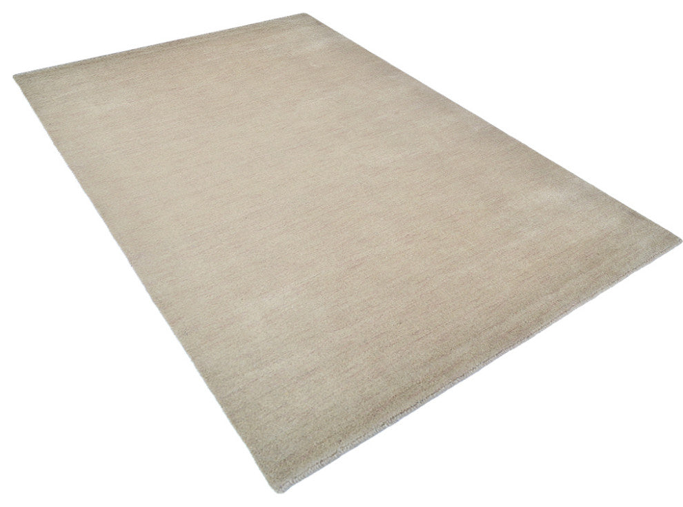 HAND KNOTTED LOOM WOOL ECO-FRIENDLY AREA RUGS - Rectangle, Beige, Solid
