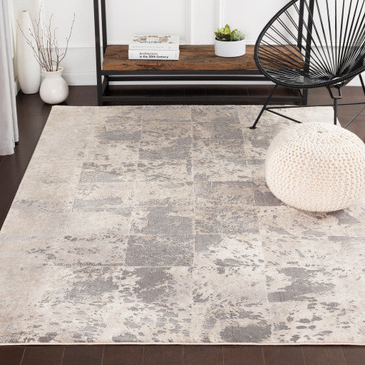 Surya Tibetan TBT-2312 6'7"x9'6" Rug, Khaki/Cream/Medium Gray/Taupe/Charcoal