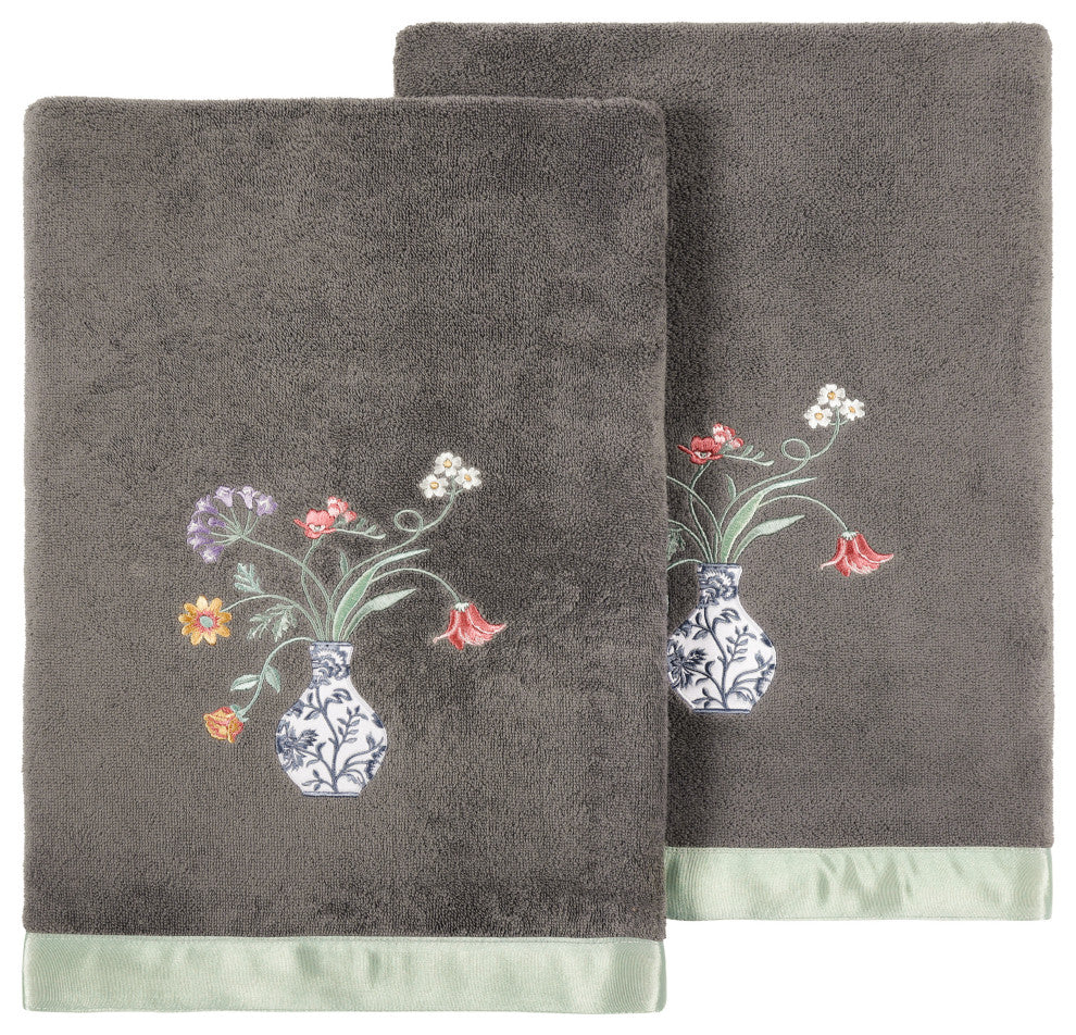 Linum Home Textiles 100% Turkish Cotton STELLA 2PC Embellished Bath Towel Set