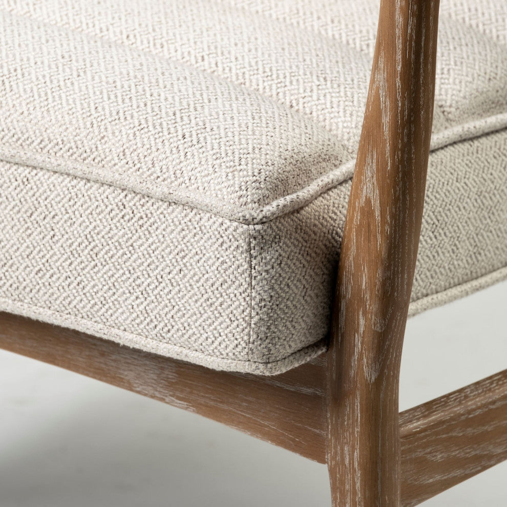 Ajax II Cream Fabric w/ Medium Brown Solid Wood Frame Accent Chair