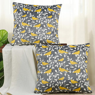 Canary Pillow Cover 2 Piece Set,Gray/Lemon, 26" X 26"