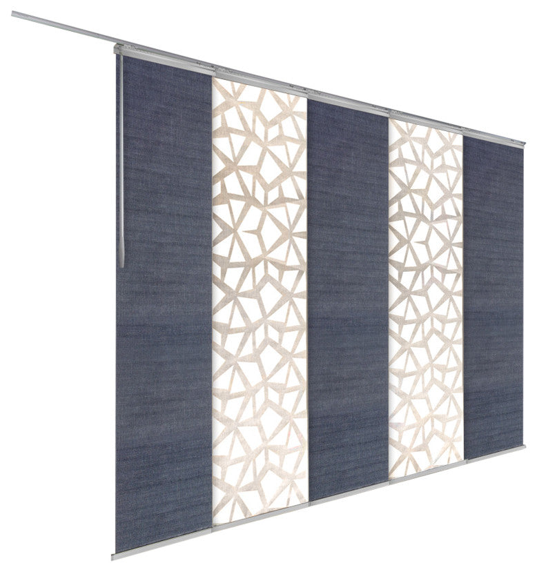 Scattered-Azure 5-Panel Track Extendable Vertical Blinds 94"Hx58-110"W