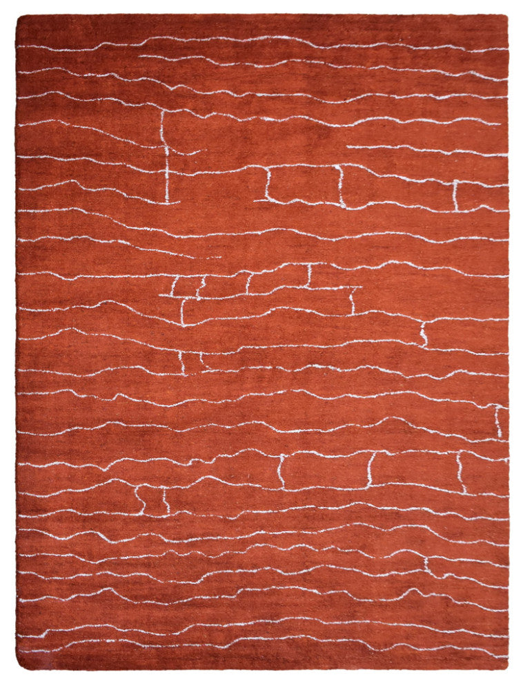 HAND KNOTTED LOOM SILK  RUGS-6'7''x9'10'',Rectangle,Light Red White,Contemporary