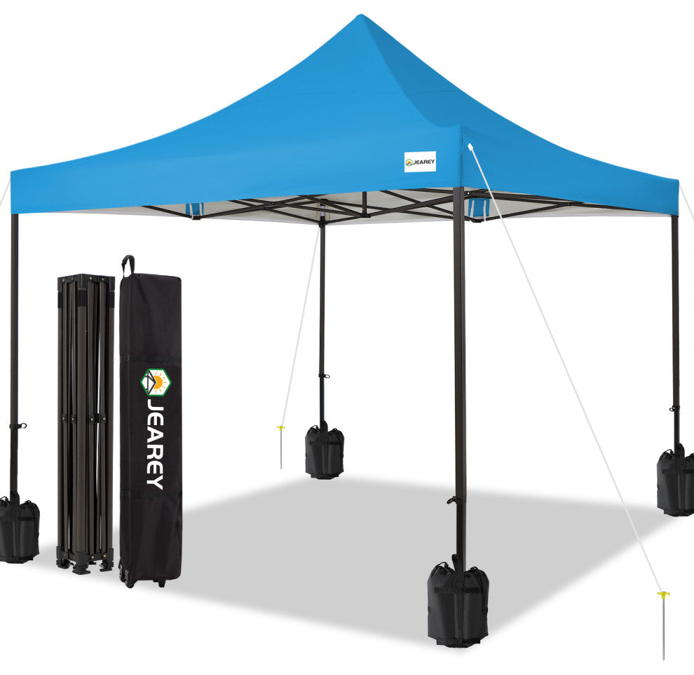 JEAREY Pop Up Canopy Tent, Outdoor Canopy, 4 Sand Bags, Royal Blue, 10x10ft