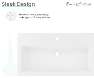 Voltaire Wide Rectangle Wall-Mount Sink, Shiny White