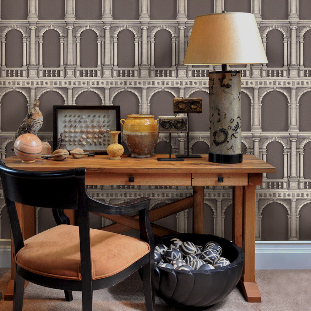 Classic Architecture Peel and Stick Vinyl Wallpaper , Brown, 24"w X 60"h