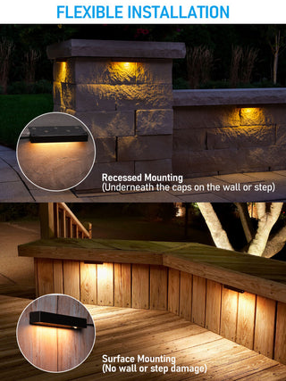 24 Pack 5CCT 7 Inch Retaining Wall Lights, Surface & Recessed Mounted