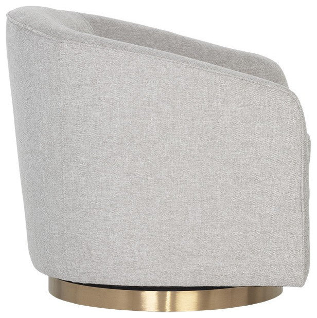 Hazel Swivel Lounge Chair, Gold, Belfast Heather Gray