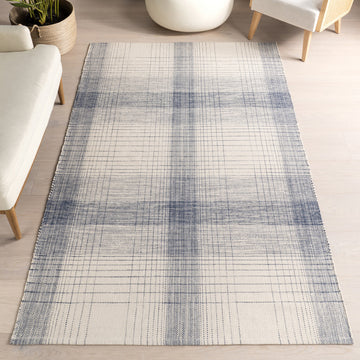 Nuloom Aya Cotton Plaid Rug, Blue 9' x 12'