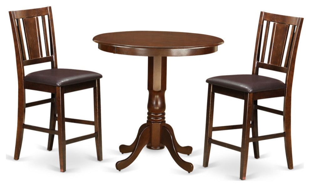 3 Pc Counter Height Set High Table And 2 Dining Chairs