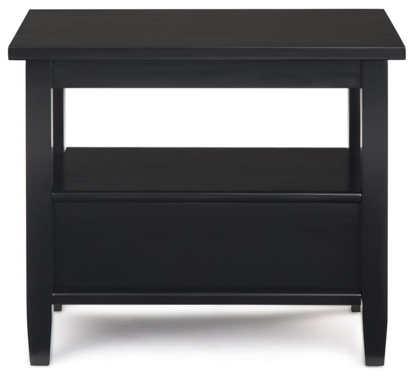 Warm Shaker Solid Wood 14 Inch Wide Rectangle Narrow Side Table In Black