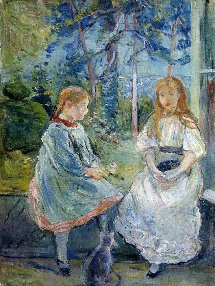 Berthe Morisot Little Girls at the Window, Jeanne and Edma Bodeau Canvas Wrap