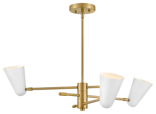 Lark Birdie 3 Light Convertible 1 Tier, Lacquered Brass With Matte White Accents