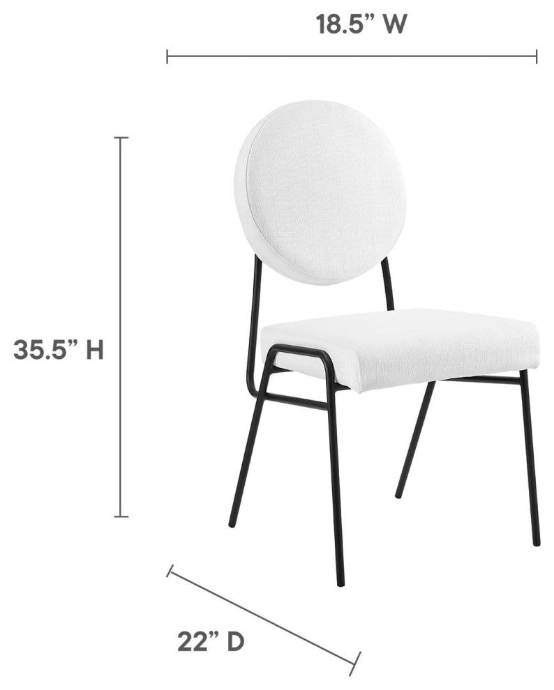 Craft Upholstered Fabric Dining Side Chairs, Set of 2, Black White