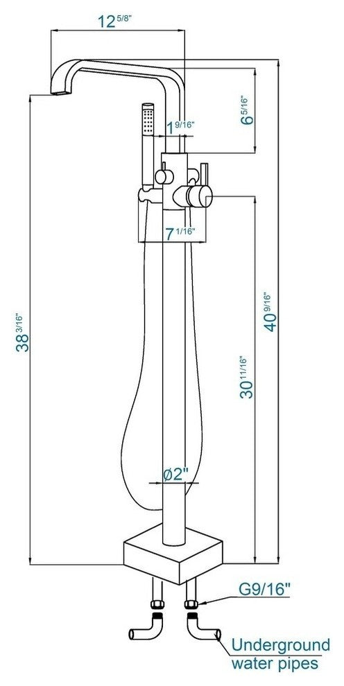 ADM Freestanding Tub Filler Handheld Shower Spray, Chrome Finish, 59" Hose