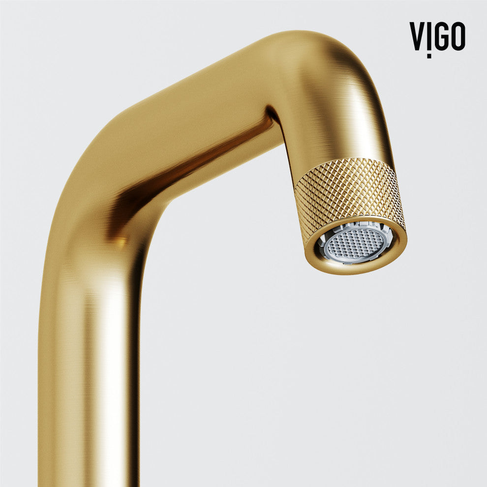 VIGO Cass 9" H Single Handle Single Hole Bathroom Faucet, Matte Brushed Gold, Without Extras