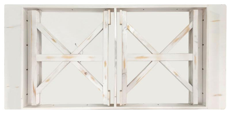 HERCULES 7' x 40" Rectangular Solid Pine Farm Table with X Legs, Antique Rustic White