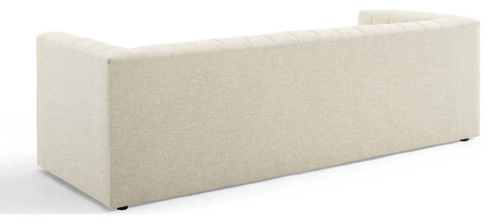 Tufted Sofa, Fabric, Beige, Modern, Living Lounge Room Hotel Lobby Hospitality