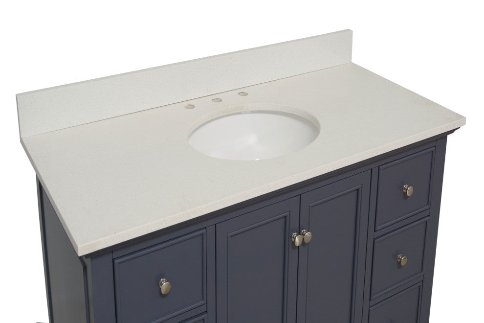 Bella 48" Bathroom Vanity, Marine Gray, Quartz