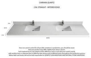 Pasadena 84 Double Sink Bath Vanity in Light Natural Teak 2" Carrara Quartz