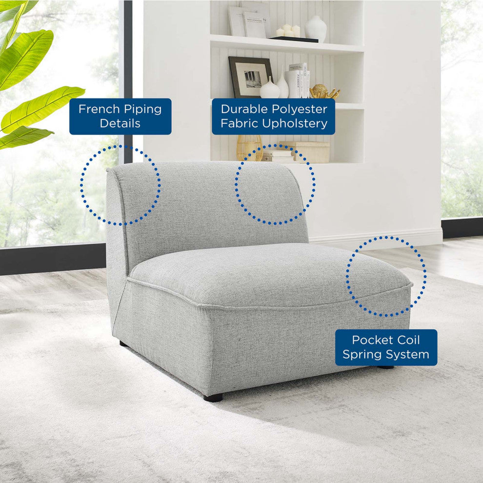 Sofa Middle Chair, Fabric, Gray, Modern, Living Lounge Hotel Hospitality
